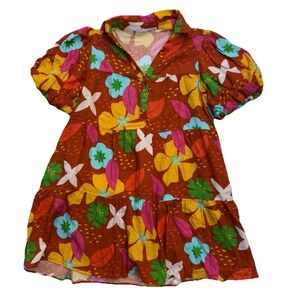 Anthropologie Talulah Puff Sleeve Mini Dress Size Small Floral Tiered Boho Chic